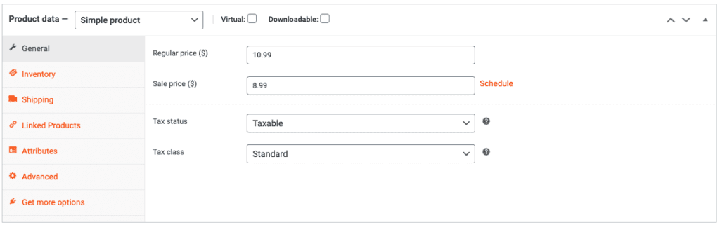 SnapSite WooCommerce Product General Tab