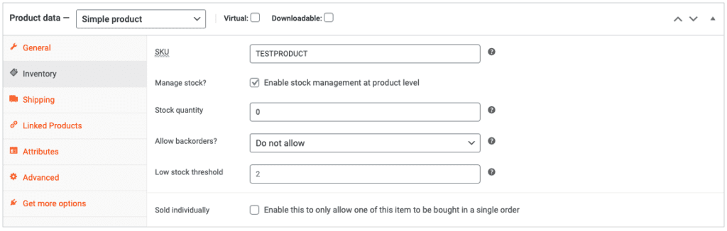SnapSite WooCommerce Inventory Tab